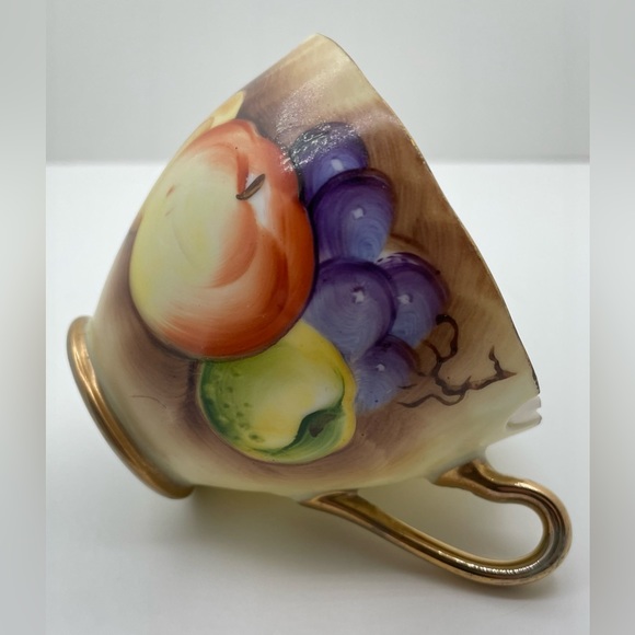 Vintage Enesco Fruit Pattern E1432 Teacup Saucer 
gold trim, hand painted, 5.5” - Picture 4 of 10